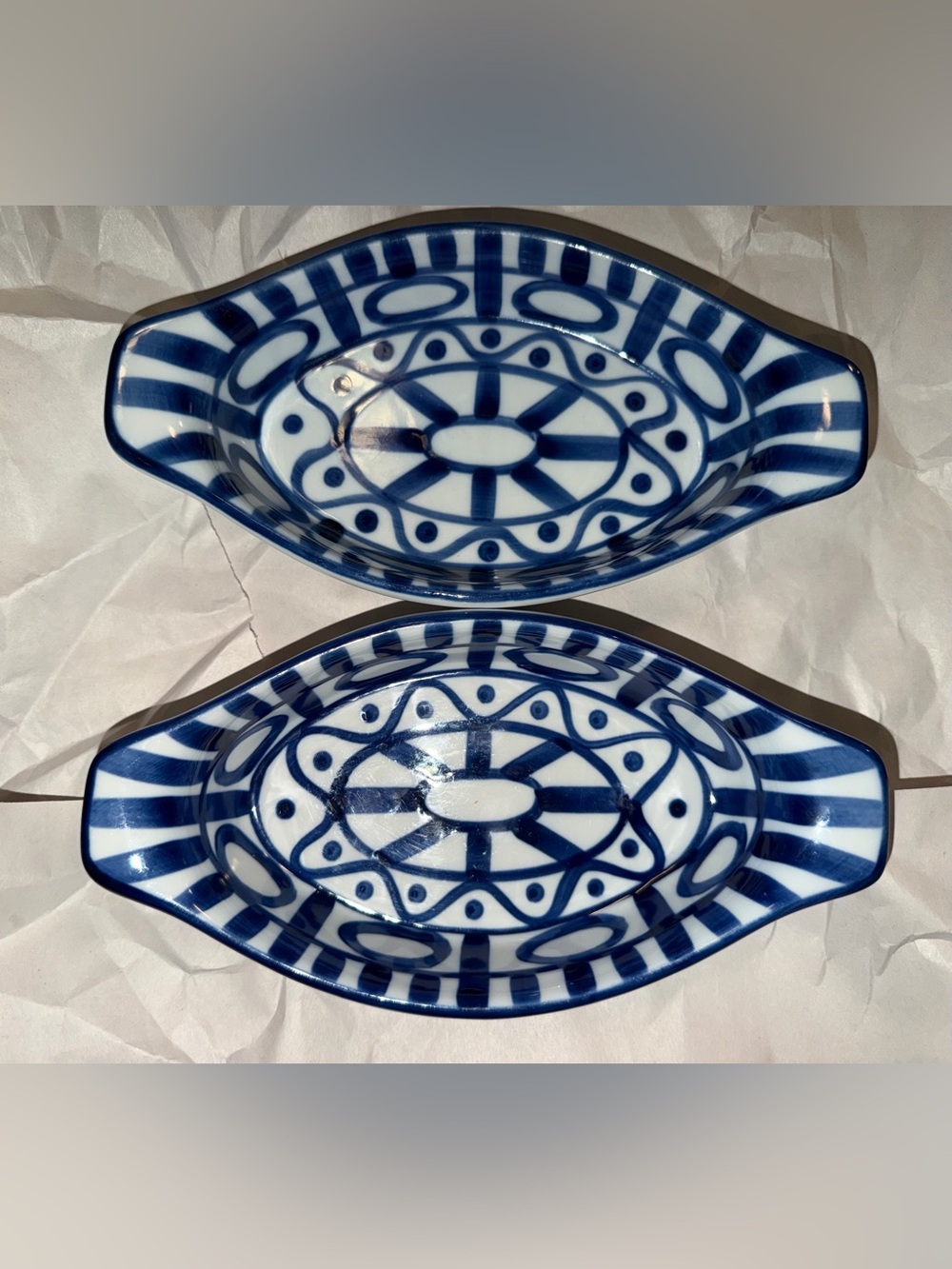 Dansk Arabesque Ceramic Blue White 9" Side Dish Set of 2